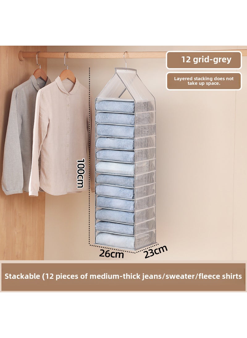 1 x 5 pcs Foldable Wardrobe Hanging Storage Bag Gray 12 (26*23*100cm)