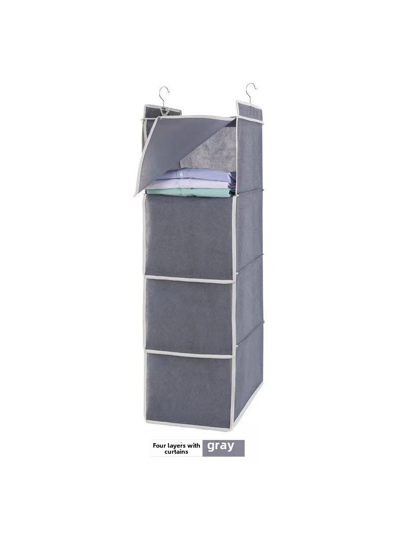 Dormitory Hanging Storage Organizer Gray four-layer-plus curtain