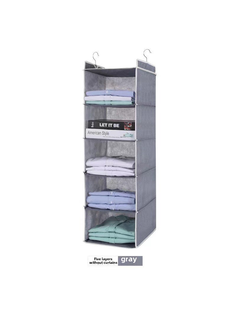 Dormitory Hanging Storage Organizer Grey five layers-no curtain