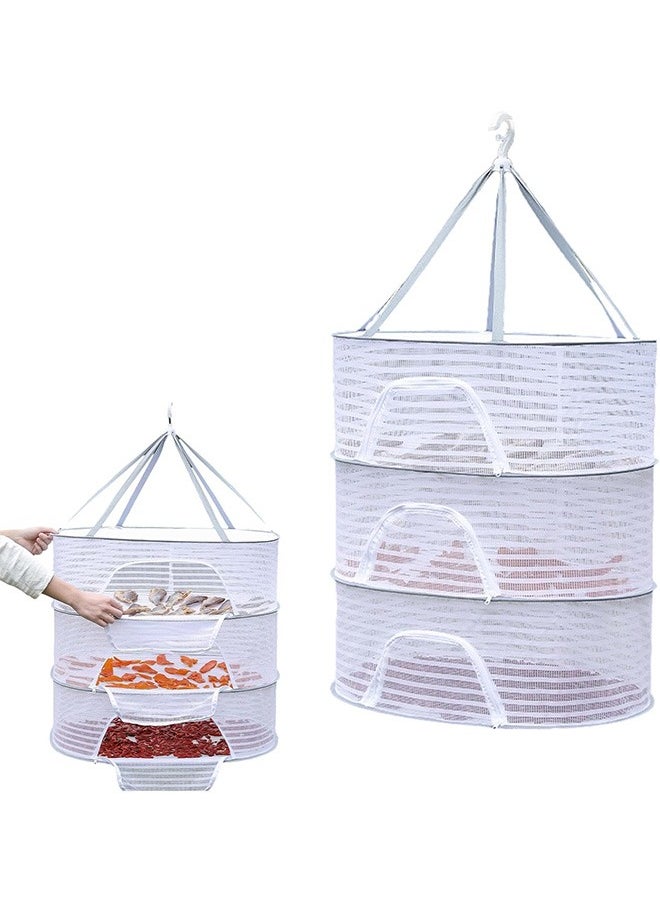 3 Layer Hanging Drying Mesh for Dry Clothes Basket,Foldable for Plants,Drying Fish, Foods Hanging Drying  Net (White, 3 Layer)