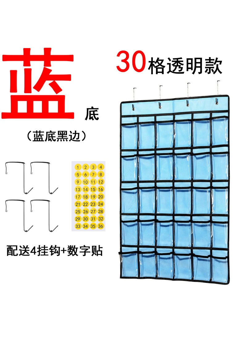 1 x 5 pcs White PVC Kids Learning Calculator Phone Card Storage Hanging Pocket Sky Blue 30