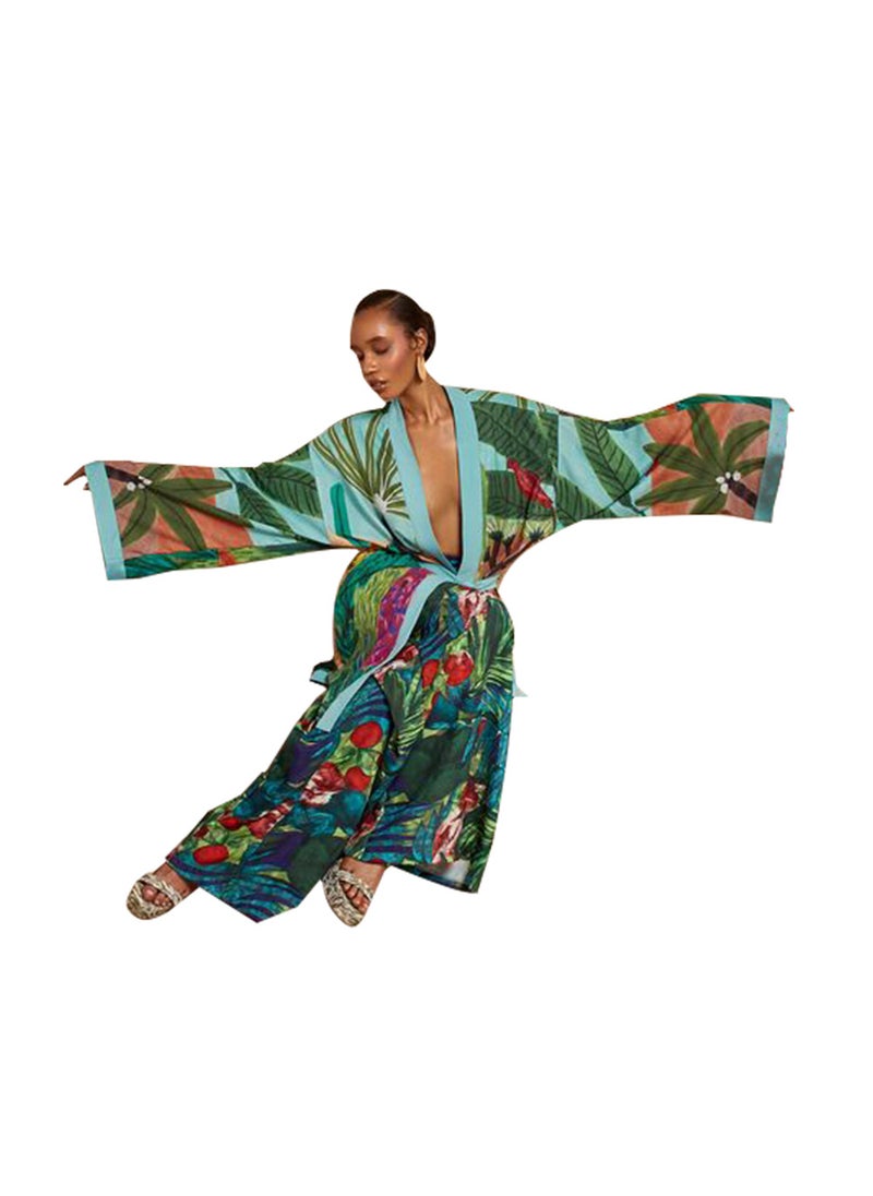 Fashionable Floral Kimono Jacket for Women Gold