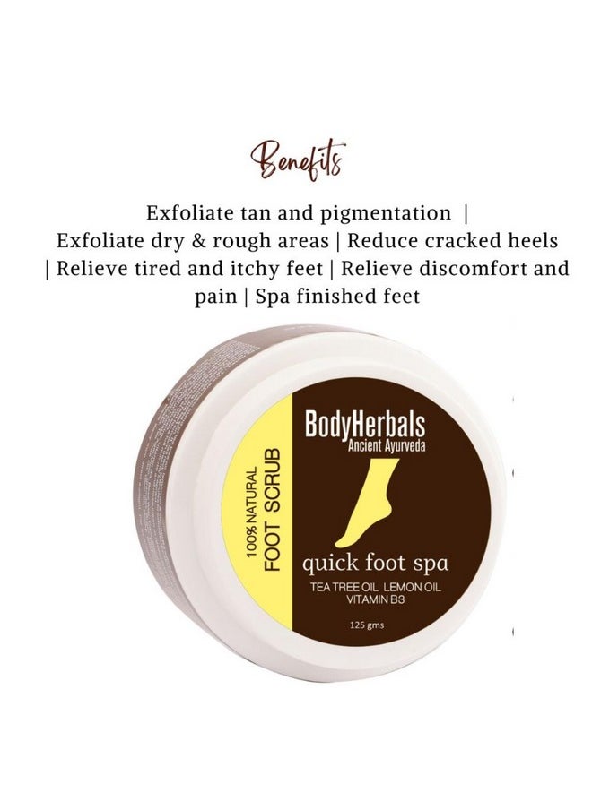 Foot Scrub 1 Minute Pedicure 125 Gm | 100% Natural With Goodness Of Tea Tree, Lemon & Vitamin B3 | Anti- Pigmentation & Cracked Heel Therapy| Exfoliating, Heal And Repair Scrub| Anti Fungal & Dead Skin Removal | Paraben And Sls Free- Beauty, Skin Care