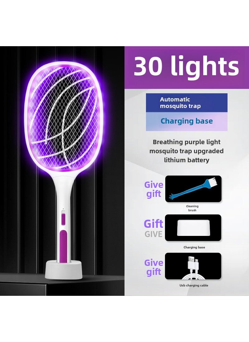 2-in-1 USB Mosquito Swatter Lamp Violet [Thirty dynamic mosquito lamp]-base charging