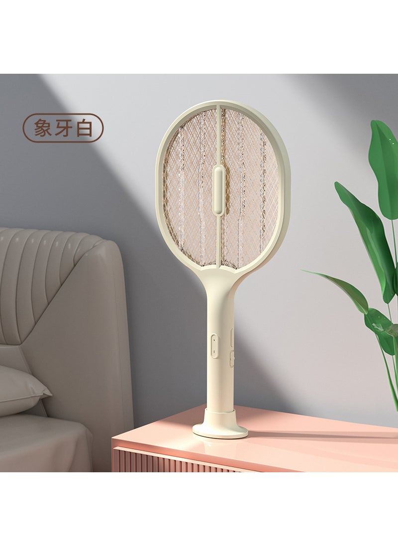 4-in-1 Foldable Electric Mosquito Swatter USB Rechargeable Macaroon electric mosquito swatter [white]]