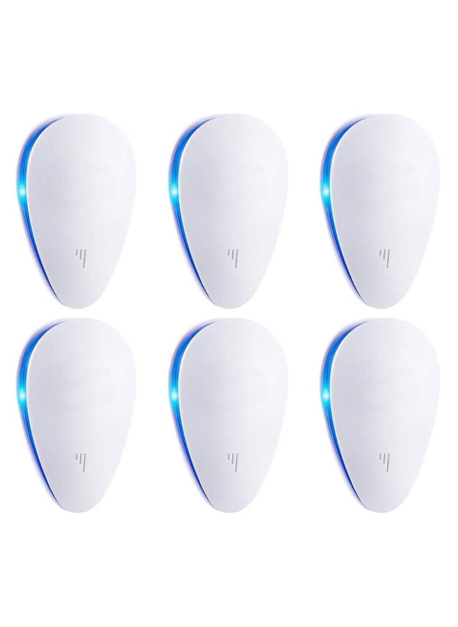 6-Piece Ultrasonic Pest Repellent Set White/Blue