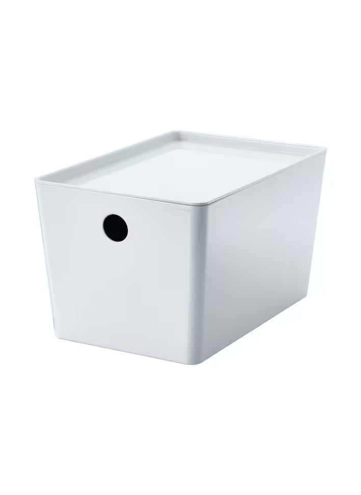 Box with lid, white, 18x26x15 cm