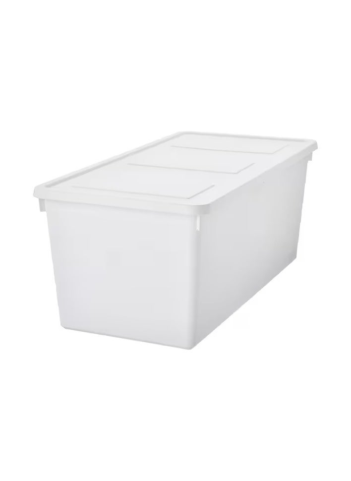 Storage box with lid, white, 38x76x30 cm