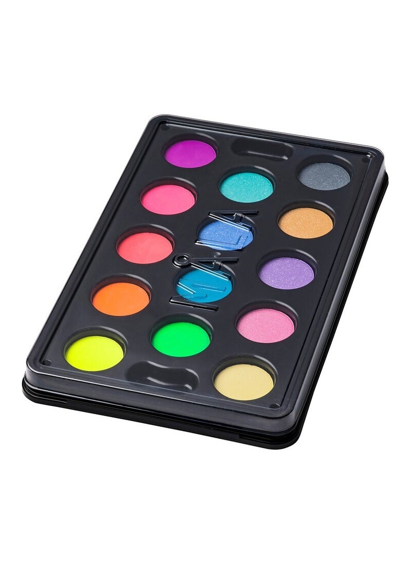 Watercolour box with 14 colours, mixed colours