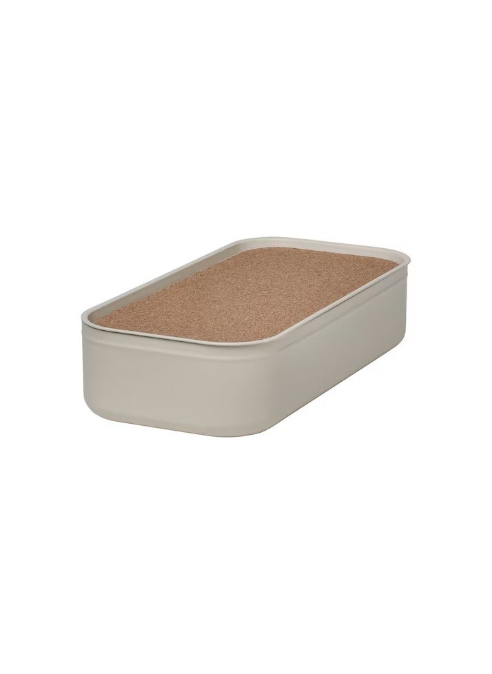 Box with lid, light beige, 12x24x6 cm