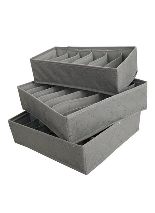 3-Piece Multifunction Socks Storage Box Set Grey