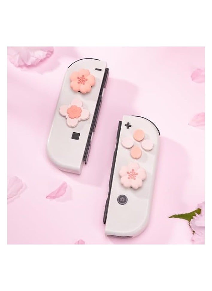 Silicone Cross D-Pad Button Caps Set Cute Joystick Cover - ABXY Key Buttons Sticker Compatible with Nintendo Switch/OLED Joy Con