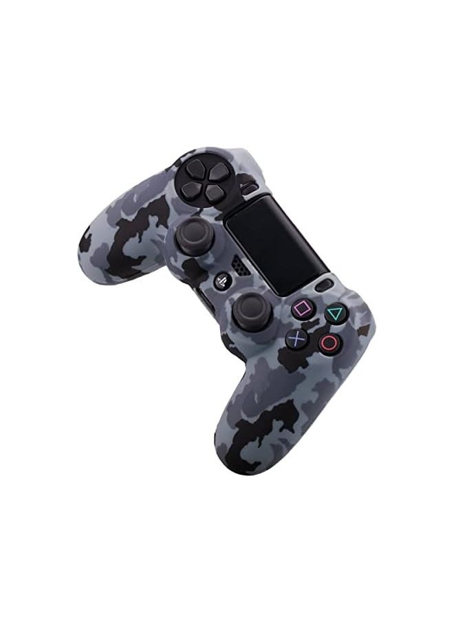 Camouflage Grey Soft Silicone Rubber Case Cover Compatible with Sony Station DUALSHOCK 4 PS4/Slim/Pro Controller Skin Thumb Grips(x8) Joystick Stick Grips Caps (Grey)