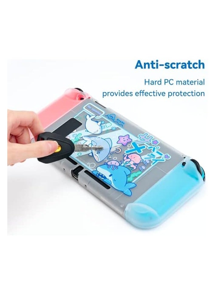 Protective Case Slim Cover Case Compatible with Nintendo Switch Only - Shock-Absorption and Anti-Scratch Cover Skin for Switch - Shark Party (Clear)