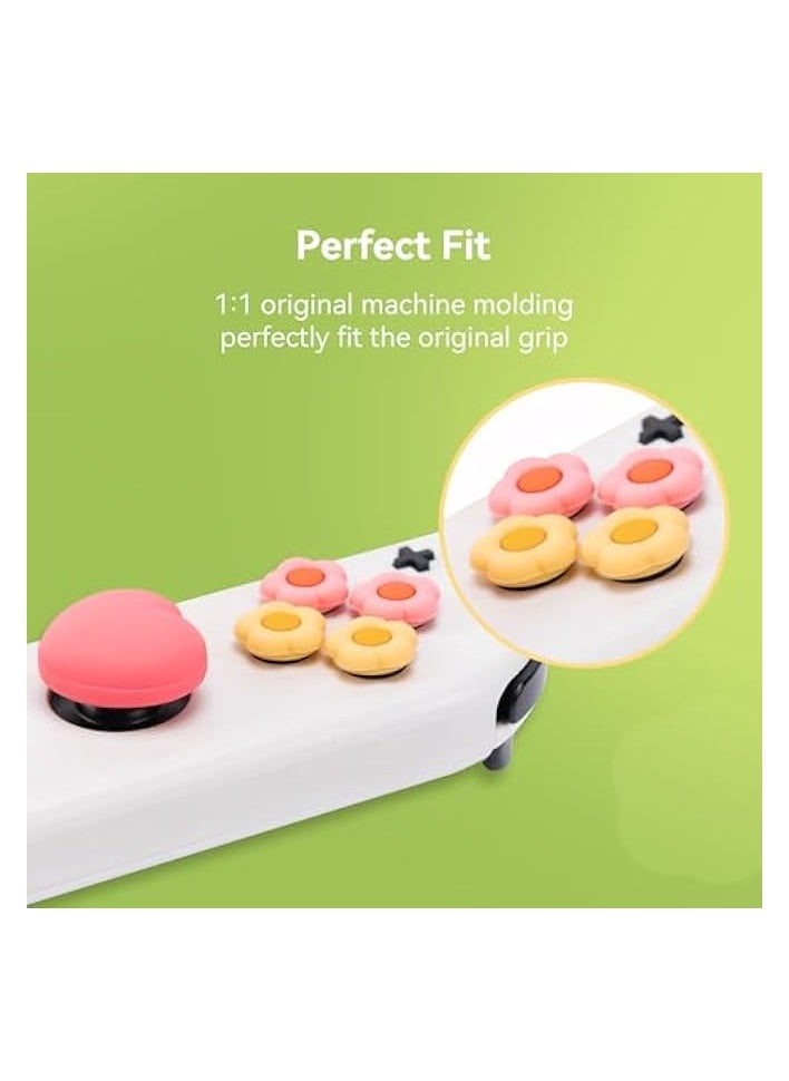 Cross D-Pad Button Caps Thumb Grips Set,Silicone ABXY Key Buttons Sticker Compatible with Nintendo Switch/OLED Joy-Con -Flower (Pink)