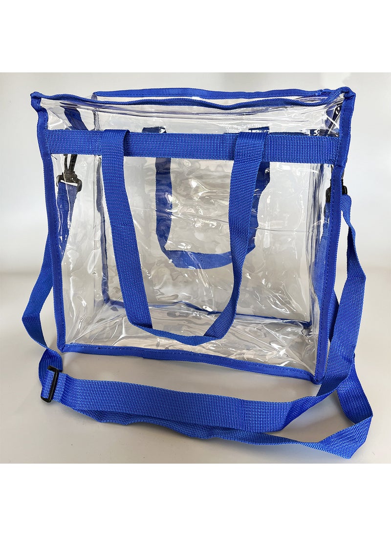 Transparent PVC Tote Bag for Shopping Beach Travel Royal Blue