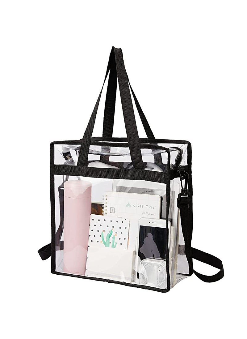 Transparent PVC Tote Bag for Shopping Beach Travel Black