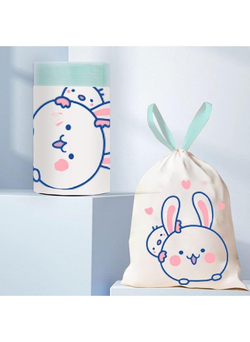 Cartoon Printed Rabbit Drawstring Garbage Bag Household Large Portable Plastic Bag Disposable Thickened Kitchen Drawstring Pocket Open rabbit thickening [1 volume 15]]