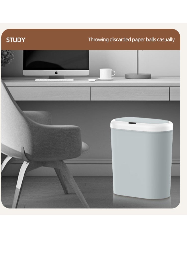 Bathroom Trash Can 15L Waterproof Motion Sensor Small Bathroom Trash Can with Lid Slim Plastic Narrow Bedroom Garbage Can