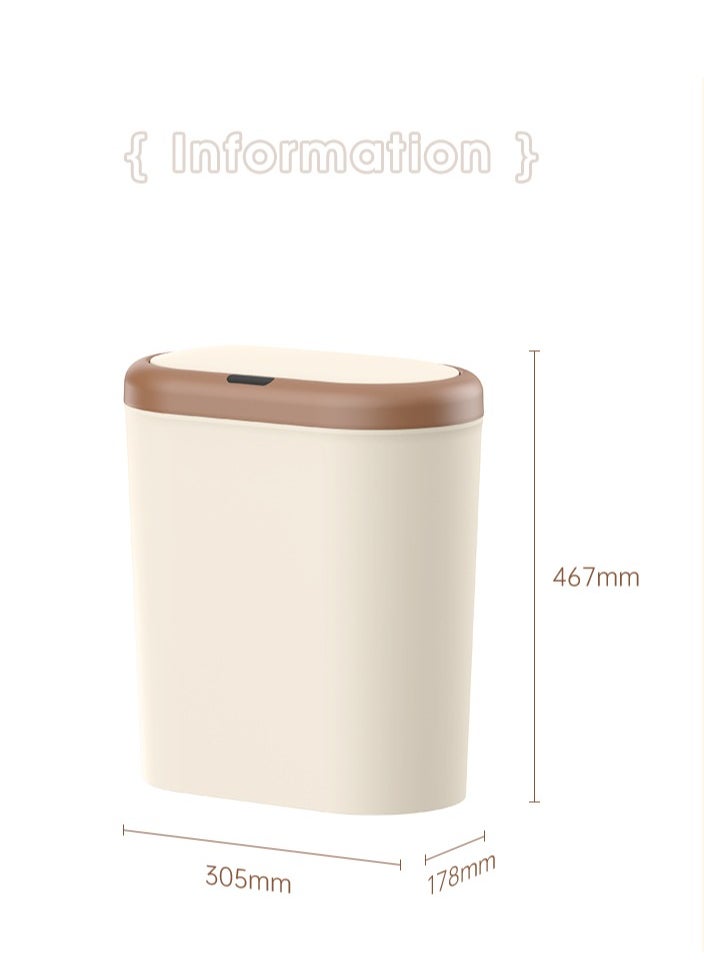 Bathroom Trash Can 15L Waterproof Motion Sensor Small Bathroom Trash Can with Lid Slim Plastic Narrow Bedroom Garbage Can