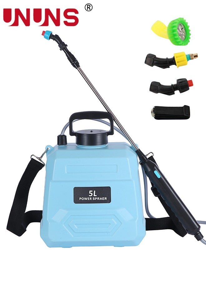 5 Gallon Electric Garden Sprayer,Battery Powered Sprayer with 3 Mist Nozzles,Yard Pump 5 Gallon Sprayer with Retractable Wand,Water Lawn Sprayer with Adjustable Shoulder Strap For Gardening,Blue