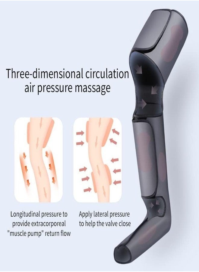 Leg Massager for Circulation and Pain Relief, Air Compression Massager with Heat for Foot, Calf, Thigh, and Knee, Leg Wraps Massage Boots Machine (Dark Grey)