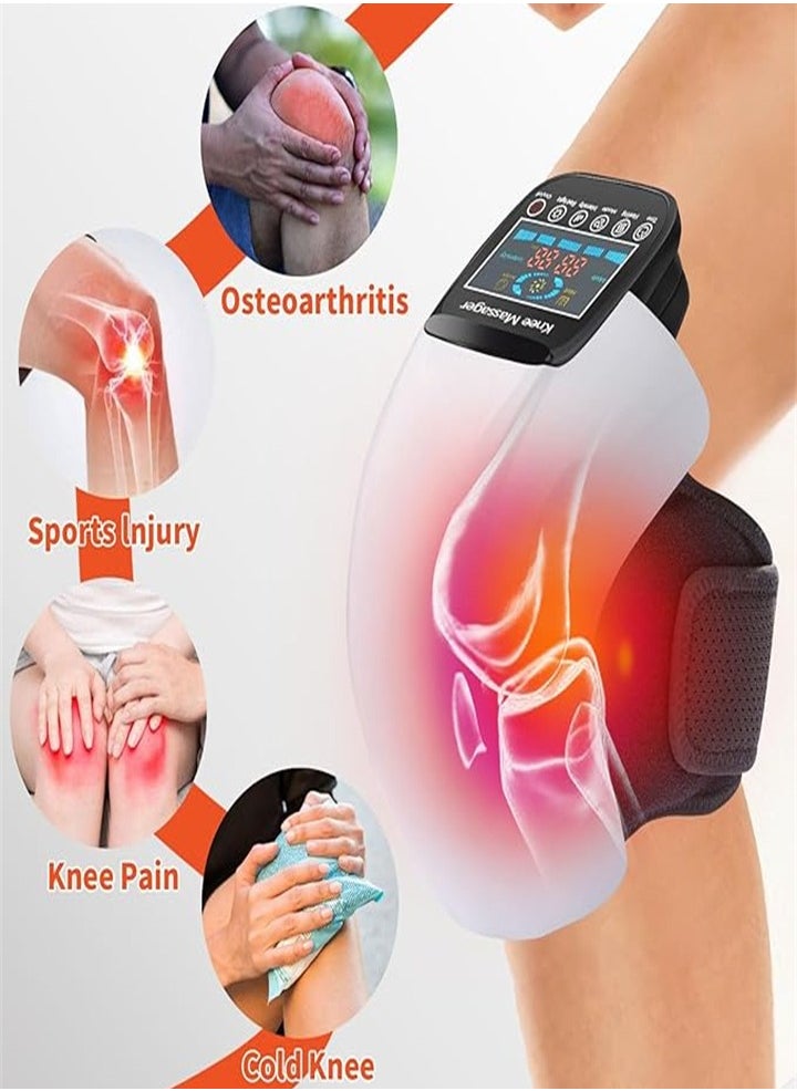 Wireless Knee Massager, Infrared Heating and Vibration Knee Pain Relief for Swollen and Stiff Joints, Stretched Ligaments and Muscle Injuries