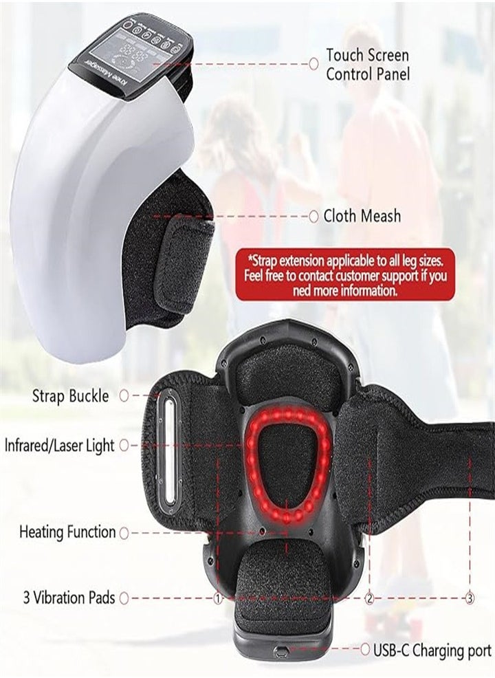Wireless Knee Massager, Infrared Heating and Vibration Knee Pain Relief for Swollen and Stiff Joints, Stretched Ligaments and Muscle Injuries