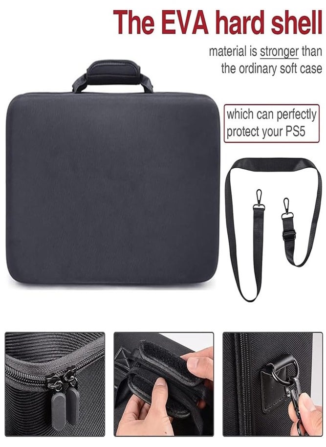 Portable PS5 Case with Hard Shell – Protective Travel Bag for Console, Controllers, and Accessories