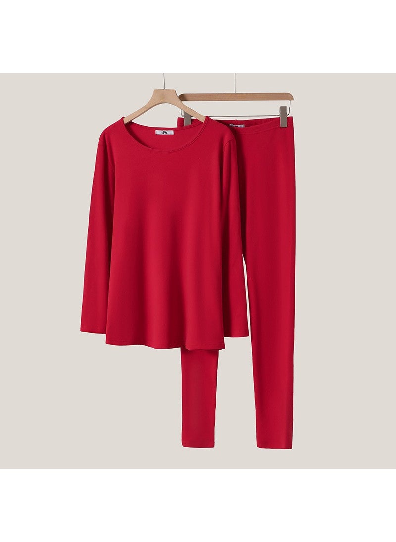 Plus Size Velvet Thermal Underwear Set for Women Red (delivered within 48 hours)