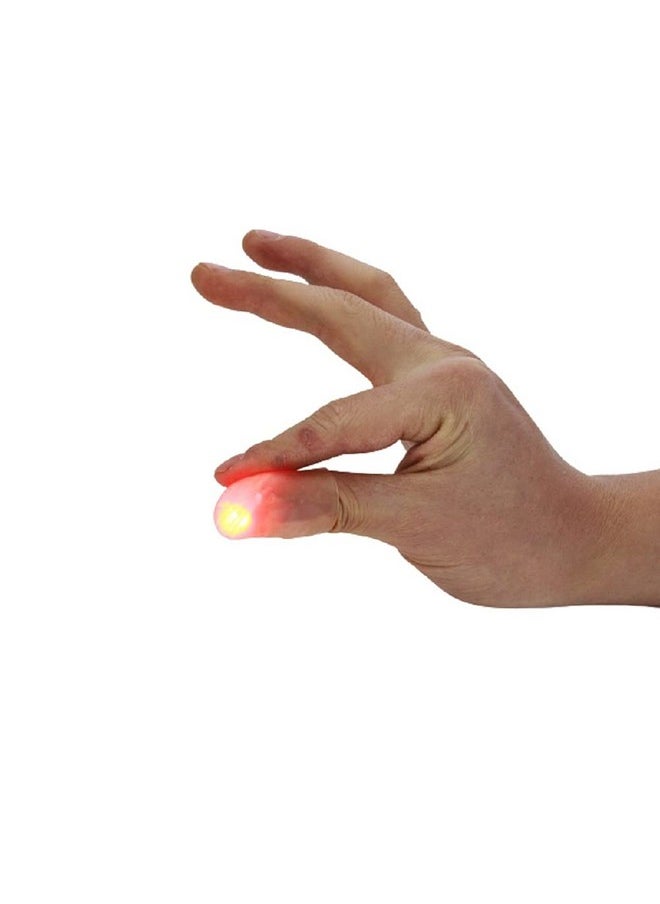 Set Of 2 Magic Rubber Thumb Tip Light Up Flash Lights From Anywhere Finger Tricks (Red)