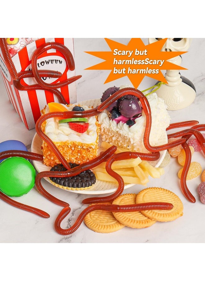 24 Pieces Fake Earthworm Faux Plastic Soft Lifelike Stretchy Rubber Earthworms Trick Toy Fishing Lures Baits For Halloween April Fool'S Day Party Decoration,7 Inch