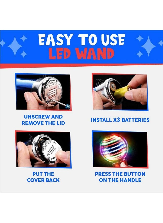 Spinning Light Up Toy Magic Wand For Kids, Led Light Up Wand Toy For Boys And Girls. Provides Thrilling Light Show Autism Sensory Toys