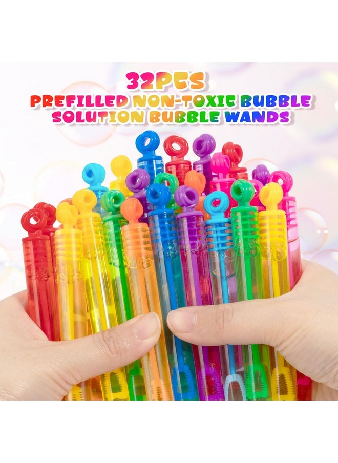 32Pcs Mini Bubble Wands Bulk Bubble Party Favors For Kids, Assortment 8 Color Fun Bubble Maker For Girls Boys Birthday Party Treats Carnival Game Classroom Prizes Bath Time Outdoor Summer Toy