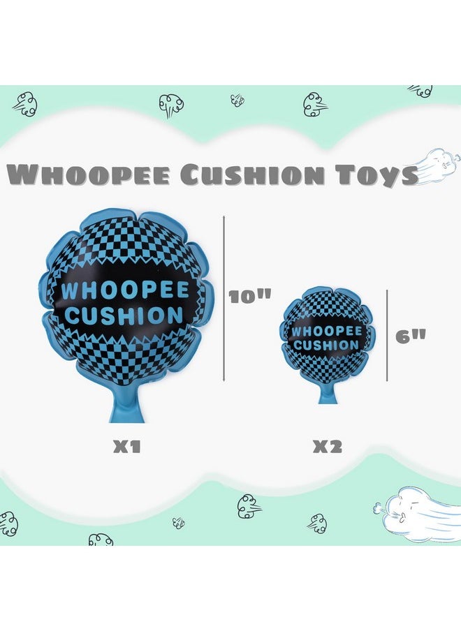 3Pcs Blue Whoopee Cushions, 10 Inch And 6 Inch Fun Toys Fart Pillow Prank Toys For Novelty Party Favors Kids And Adults