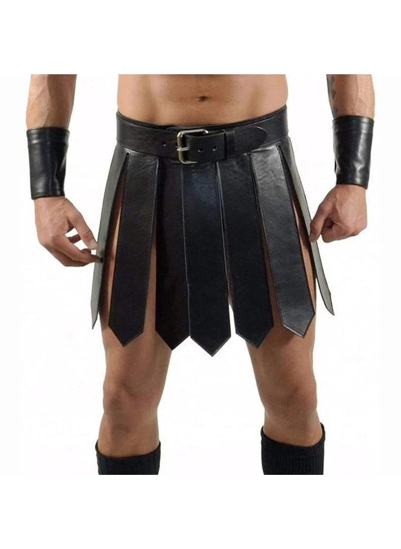 Medieval Roman Gown Cosplay Warrior Costume Black