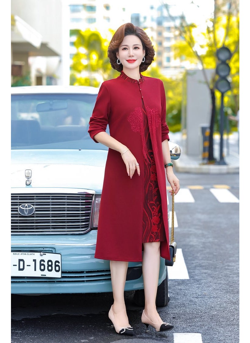 Elegant QiPao Bridal Mothers Dress 2024 Wine red