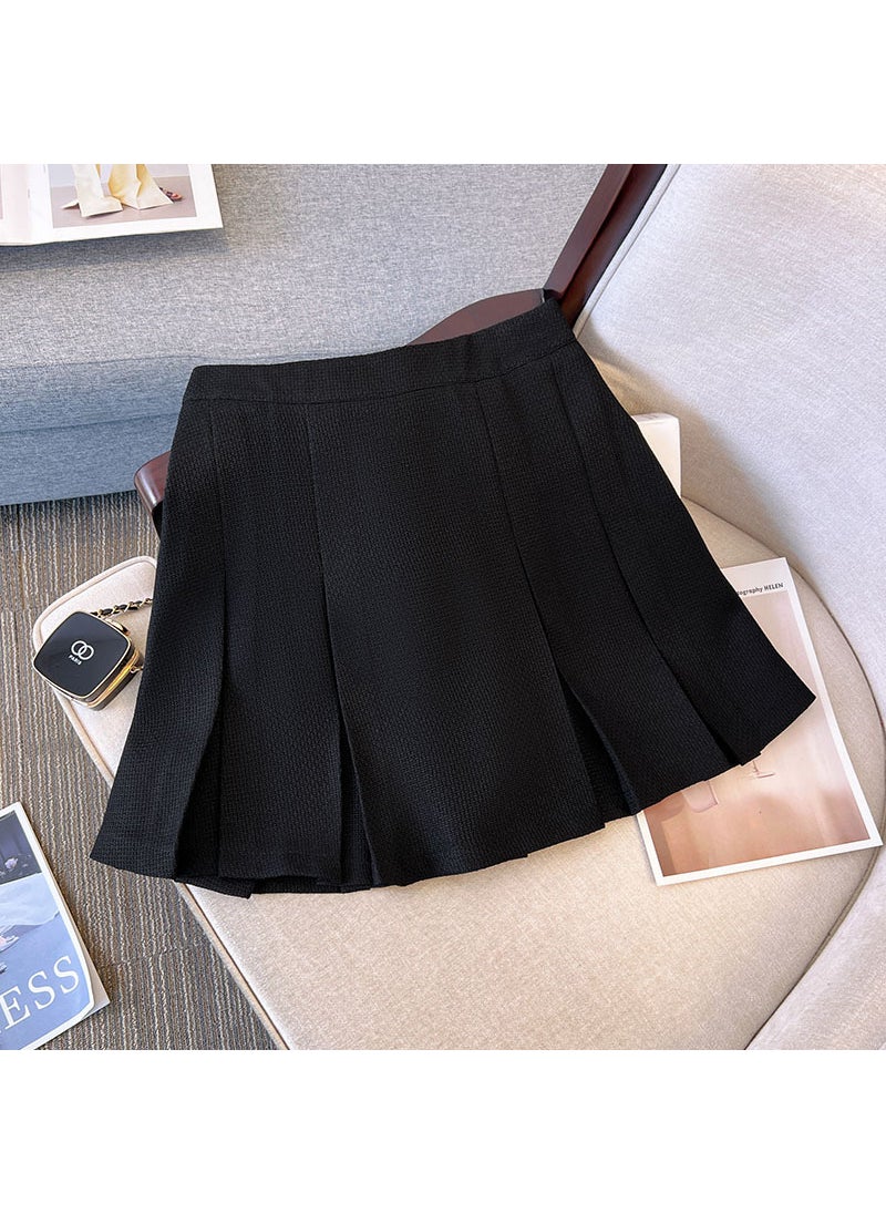 Plus Size Pleated Skirt A-Line Slimming Spring Summer Black (delivered within 48 hours)