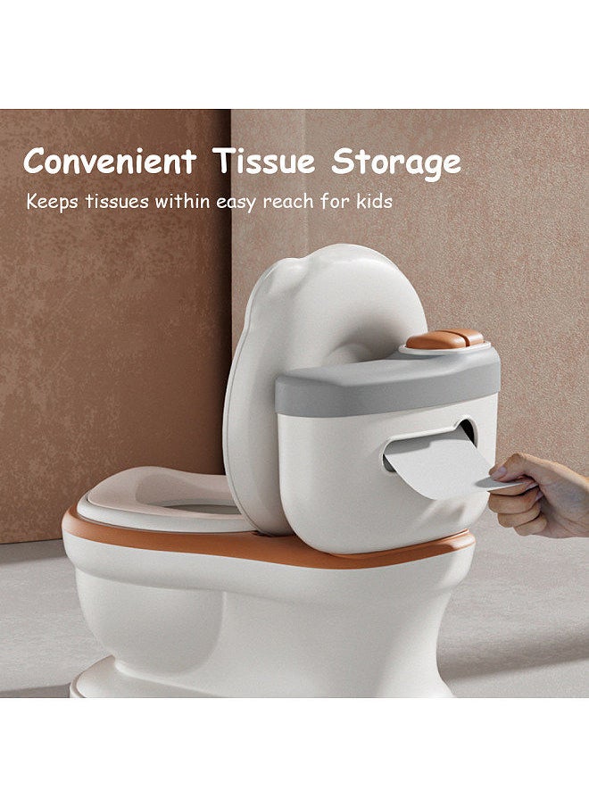 Kids Potty Training Toilet Seat Realistic Potty Training Seat for Toddlers Boys Girls with Soft PU Pad Wipe Storage Music Playing Function