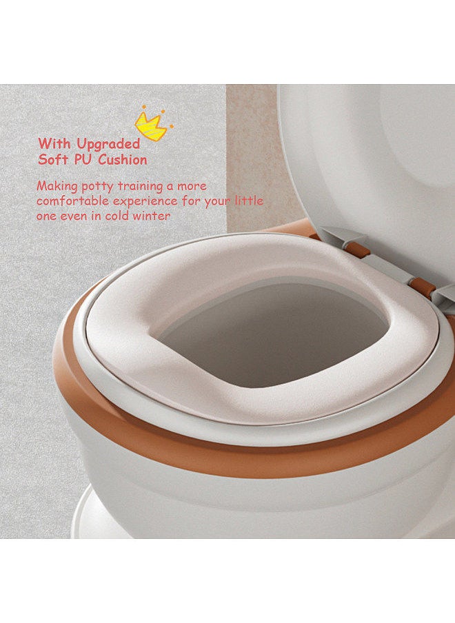 Kids Potty Training Toilet Seat Realistic Potty Training Seat for Toddlers Boys Girls with Soft PU Pad Wipe Storage Music Playing Function