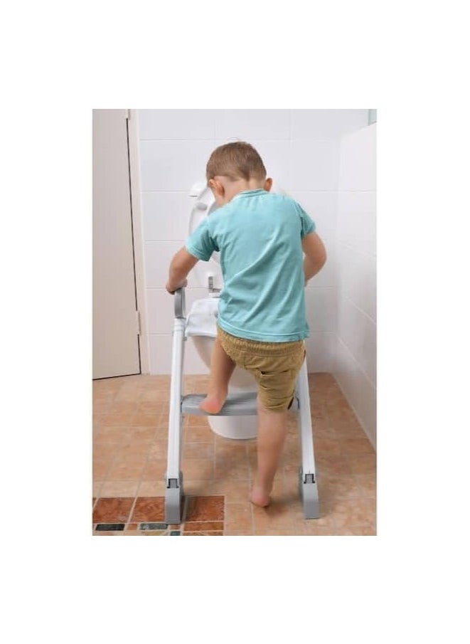 Potty Training Seat with Step Stool Ladder, Foldable Potty Training Toilet for Kids Boys Girls Toddlers-Comfortable Cushion Safe Handle Anti-Slip (Blue/Grey)