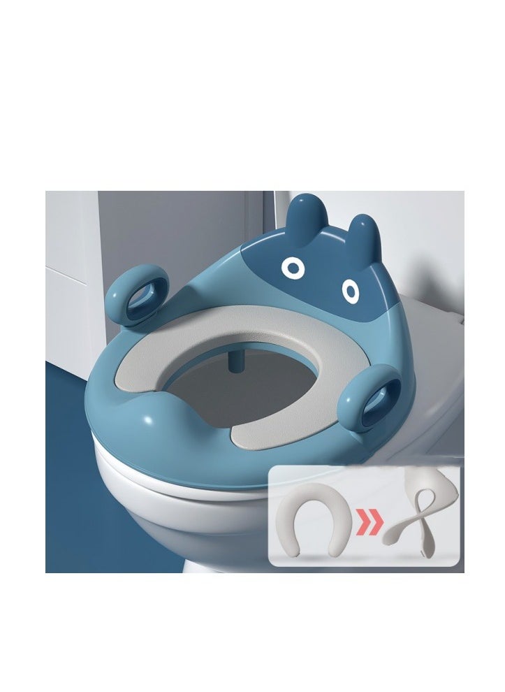 Portable Potty Training Toilet Seat for Boys & Girls, Cartoon-Shape Non-Slip Toddler Potty Seat with Built-in Splash Guard – Perfect Potty Chair Option for Travel & Easy Cleaning (Blue)