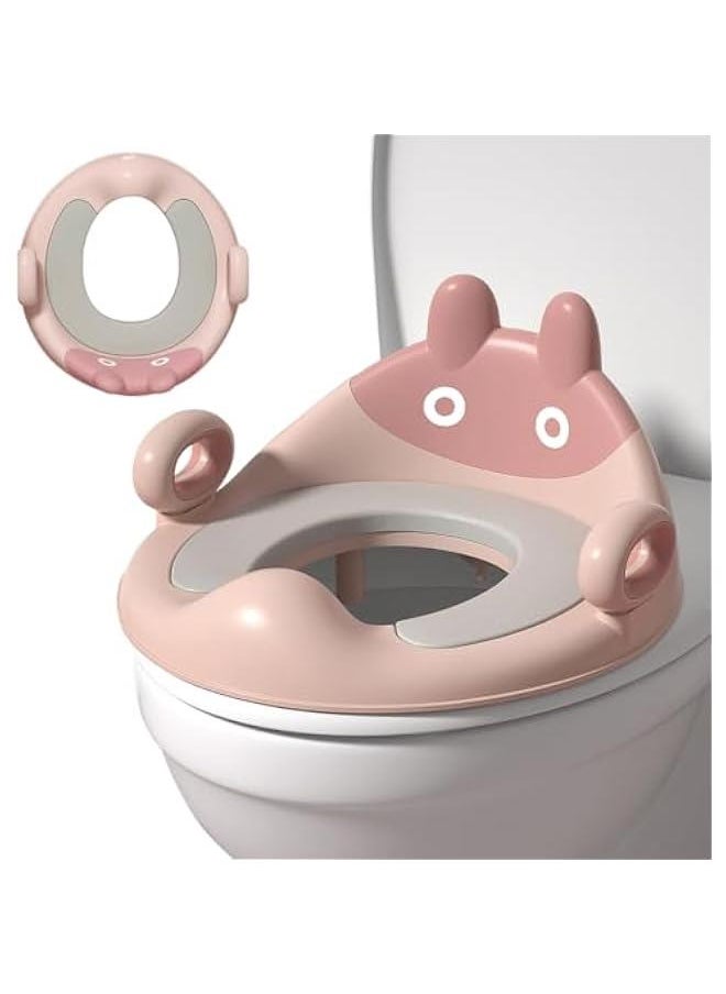 Portable Potty Training Toilet Seat for Boys & Girls, Cartoon-Shape Non-Slip Toddler Potty Seat with Built-in Splash Guard – Perfect Potty Chair Option for Travel & Easy Cleaning (Pink)