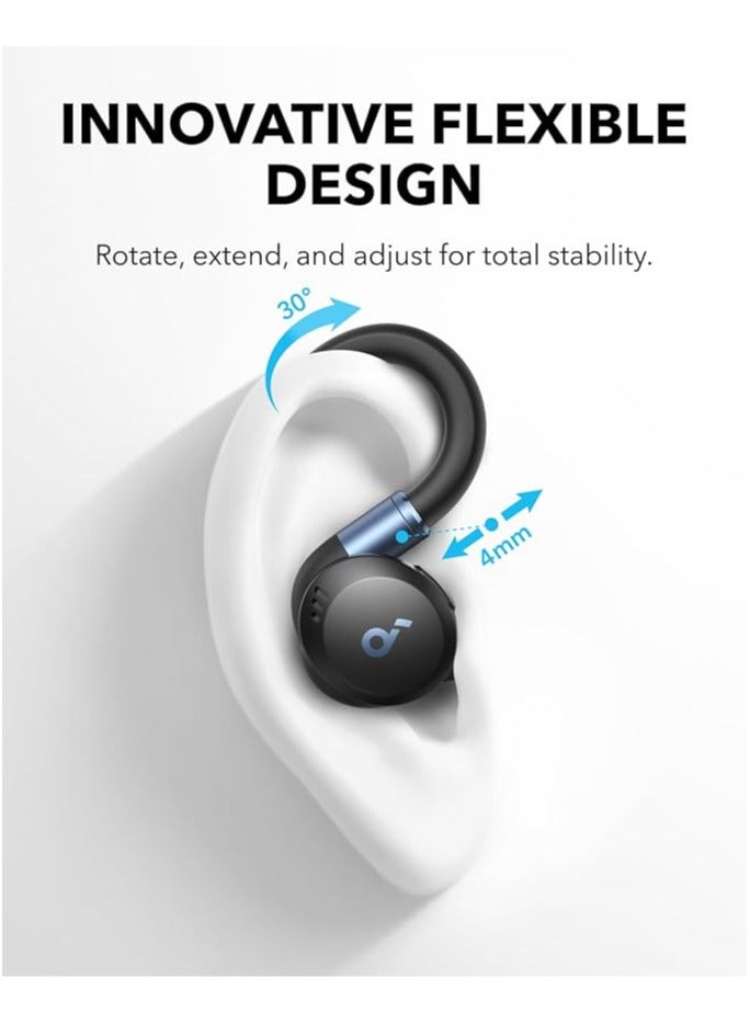 Sport X20 by Anker, True-Wireless Workout Earbuds, Rotatable and Extendable Ear Hooks, Noise Cancelling, Deep Bass, IP68 Waterproof, Sweatproof, Dustproof, 48H Play, Sport Earbuds Black