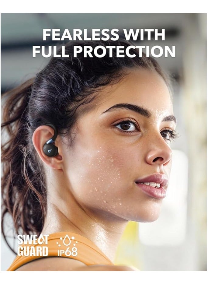 Sport X20 by Anker, True-Wireless Workout Earbuds, Rotatable and Extendable Ear Hooks, Noise Cancelling, Deep Bass, IP68 Waterproof, Sweatproof, Dustproof, 48H Play, Sport Earbuds Black