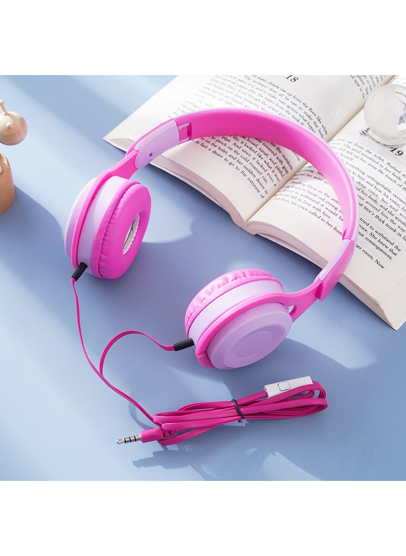 1 x 5 pcs Wired Over-Ear Headphones with Mic for Gaming and Study Violet [With Wheat]]