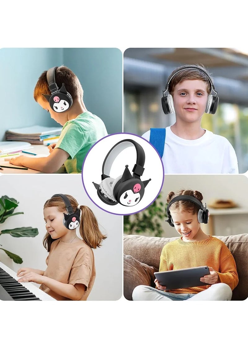 Kuromi Cartoon Wireless Bluetooth Headphones Mic Built-In Kids Gift Box Headset