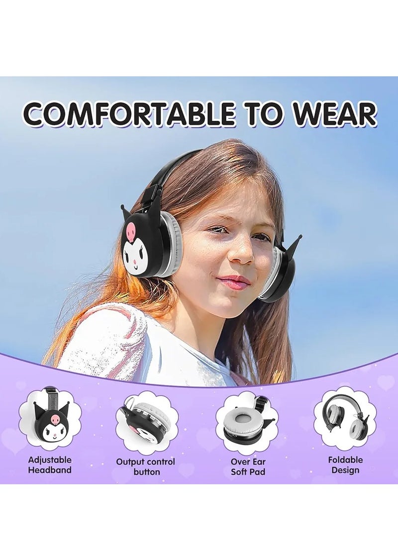 Kuromi Cartoon Wireless Bluetooth Headphones Mic Built-In Kids Gift Box Headset