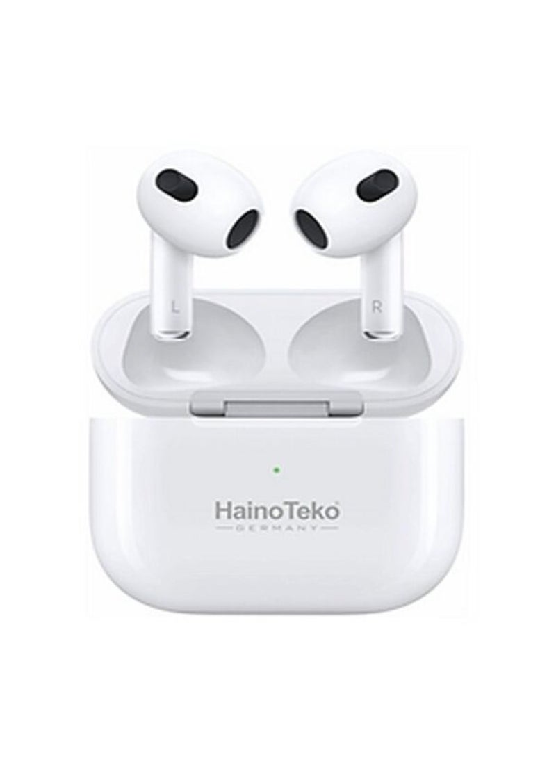 Haino Teko Germany Air4 Wireless Bluetooth Earphone With High Bass Sound Quality and Multifunctional Touch Control Compatible With Android Phones White