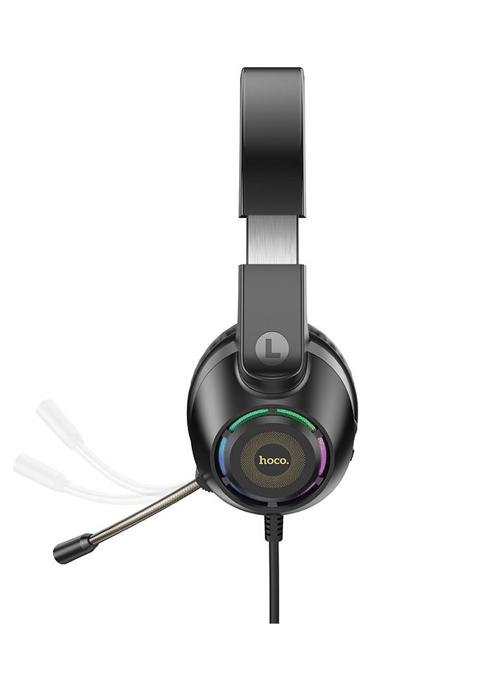 hoco W108 Over-Ear Gaming Headset – 50mm Drivers, USB+3.5mm Plug, Omnidirectional Microphone